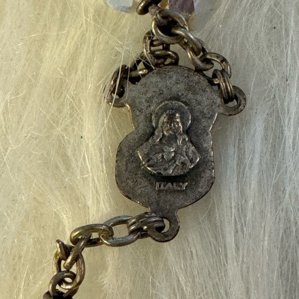Vintage Crystal Rosary Made In Italy Sterling Silver.  Tote P1